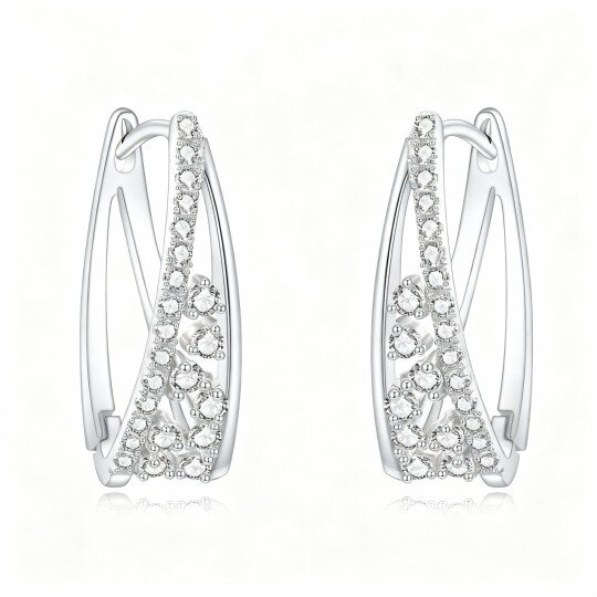 10K White Gold Cubic Zirconia Hoop Earrings