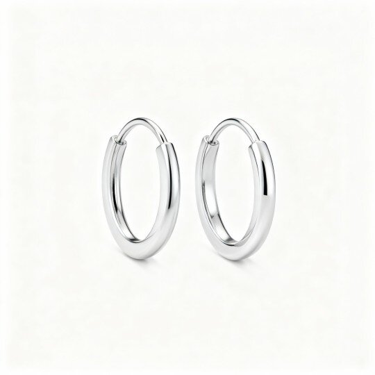 Brincos de argola em ouro branco 10K