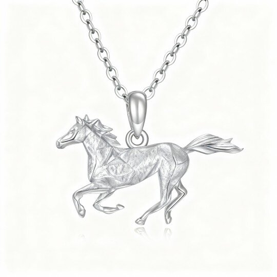 10K White Gold Horse Pendant Necklace