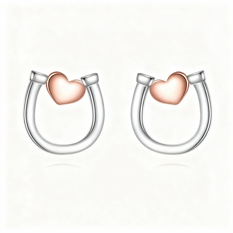 Hufeisen-Ohrstecker aus 10-karätigem Weißgold-7