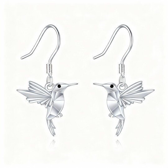 10K White Gold Hummingbird Drop Earrings