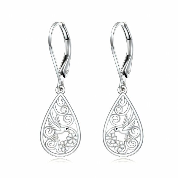 Orecchini a forma di fiore in larimar blu: pendenti con gancio in argento sterling - Italia
