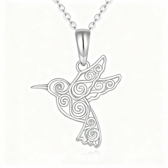 10K White Gold Hummingbird Pendant Necklace