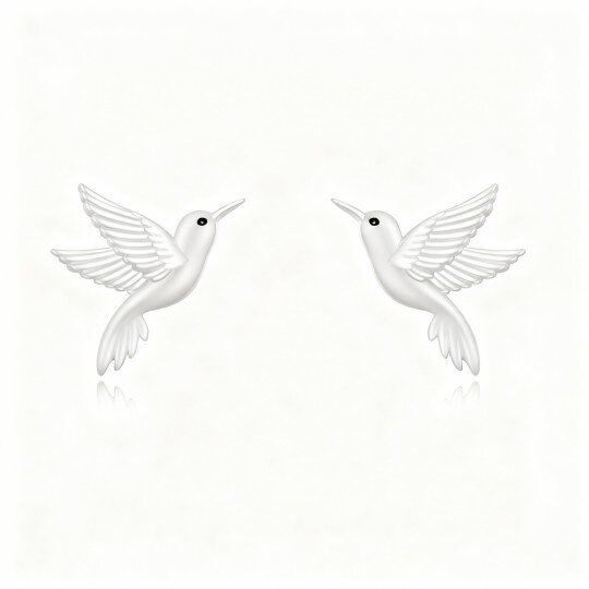 Brincos de colibri em ouro branco 14K