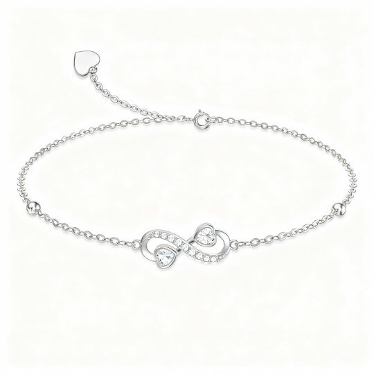 10K White Gold Cubic Zirconia Infinity Symbol Charm Bracelet