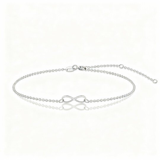 10K White Gold Infinity Symbol Charm Bracelet