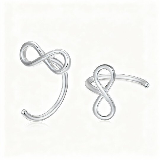 10K White Gold Infinity Symbol Drop Earrings