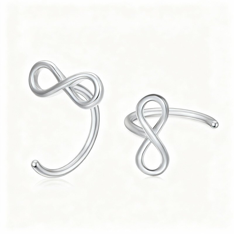 10K witgouden oorbellen met oneindigheidssymbool-9