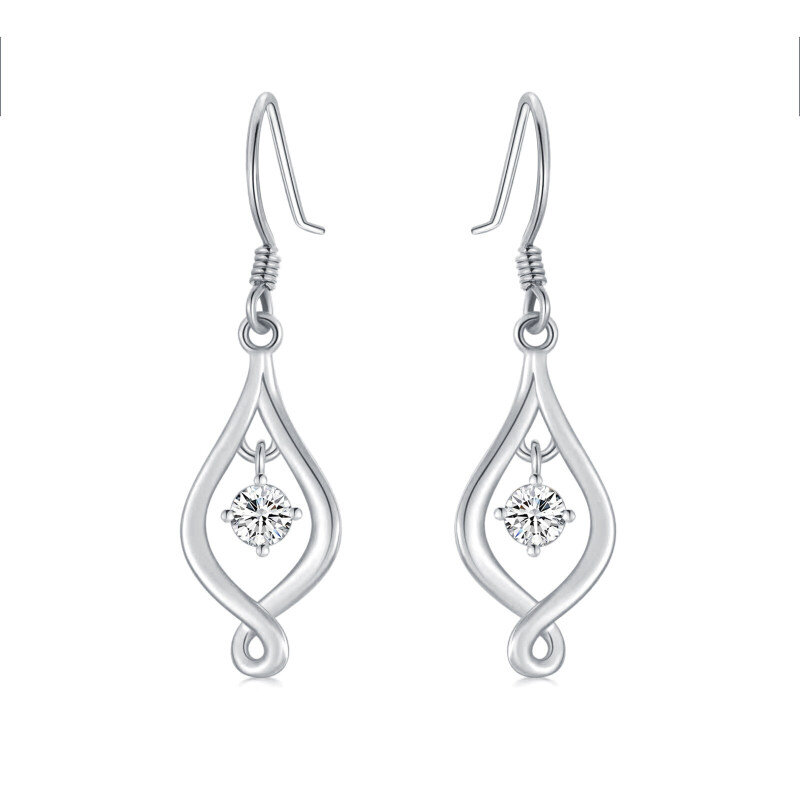 Ohrhänger aus Platin mit weißgoldplattiertem Zirkonia und Unendlichkeitssymbol-1