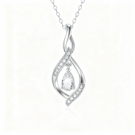 Colar com pendente símbolo do infinito em ouro branco 10K com zircónias cúbicas