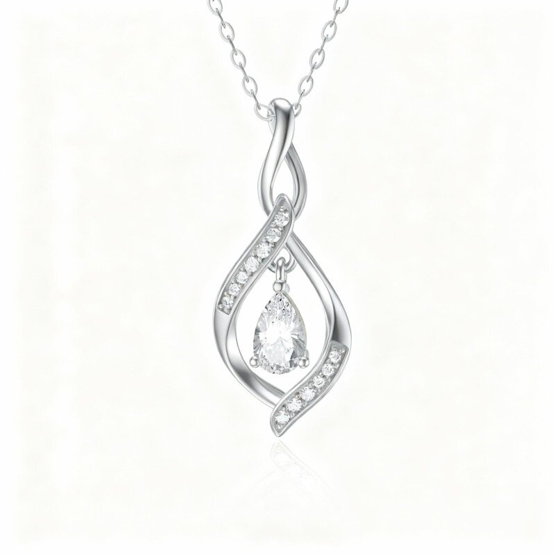 Colar com pendente símbolo do infinito em ouro branco 10K com zircónias cúbicas-1