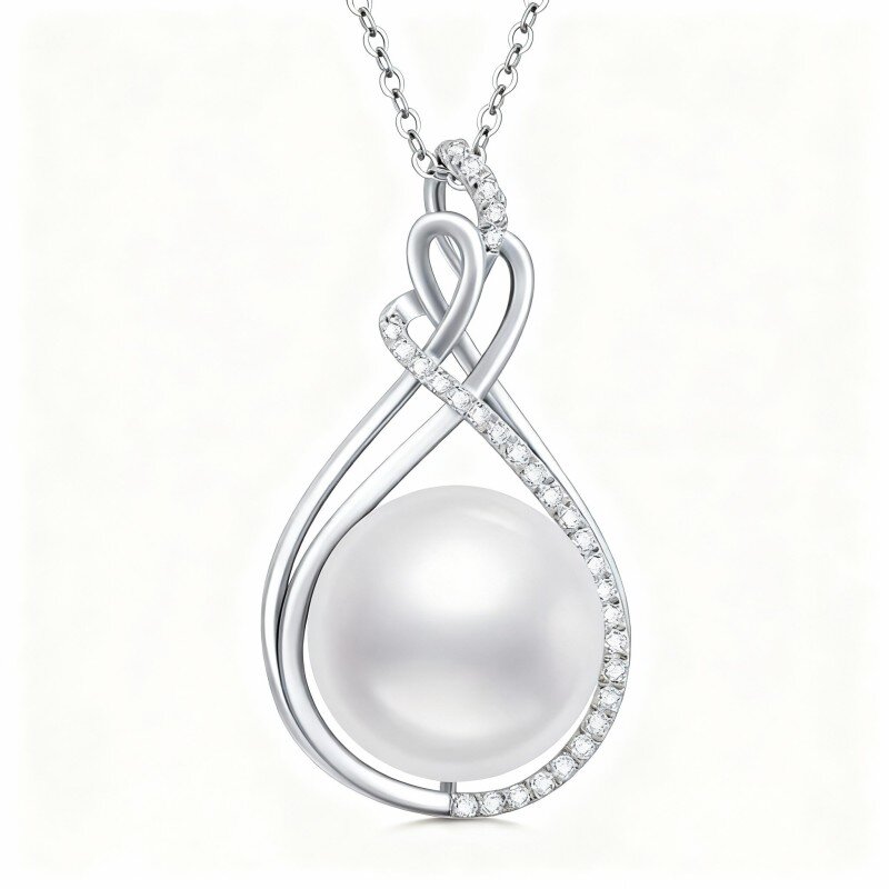 Colar com pendente símbolo do infinito em ouro branco 10K com zircónias cúbicas-5