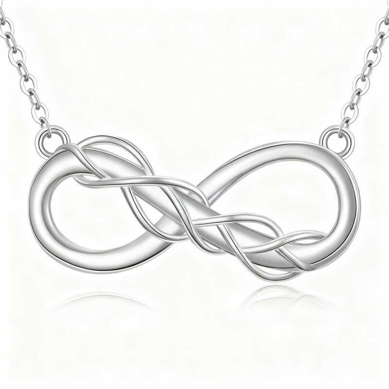 10K White Gold Ivy & Infinity Symbol Pendant Necklace-13