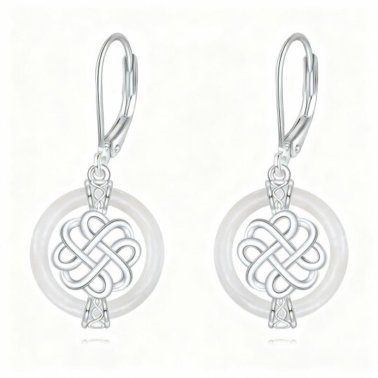 10Kホワイトゴールド 翡翠 ケルトノット レバーバック イヤリング