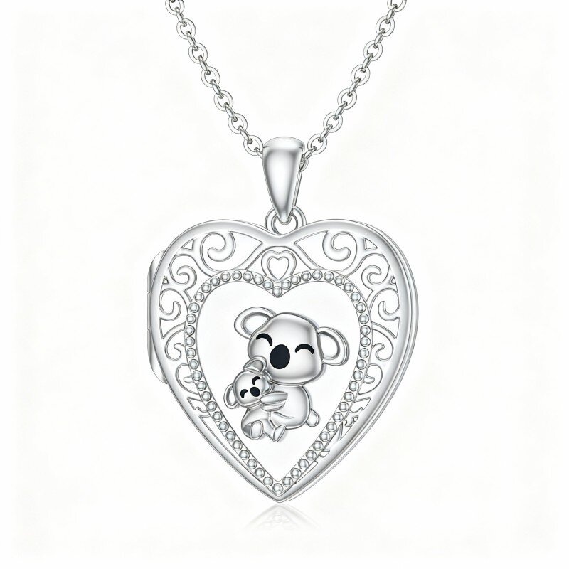 Colar com pendente personalizado de coala em ouro branco 10K-1