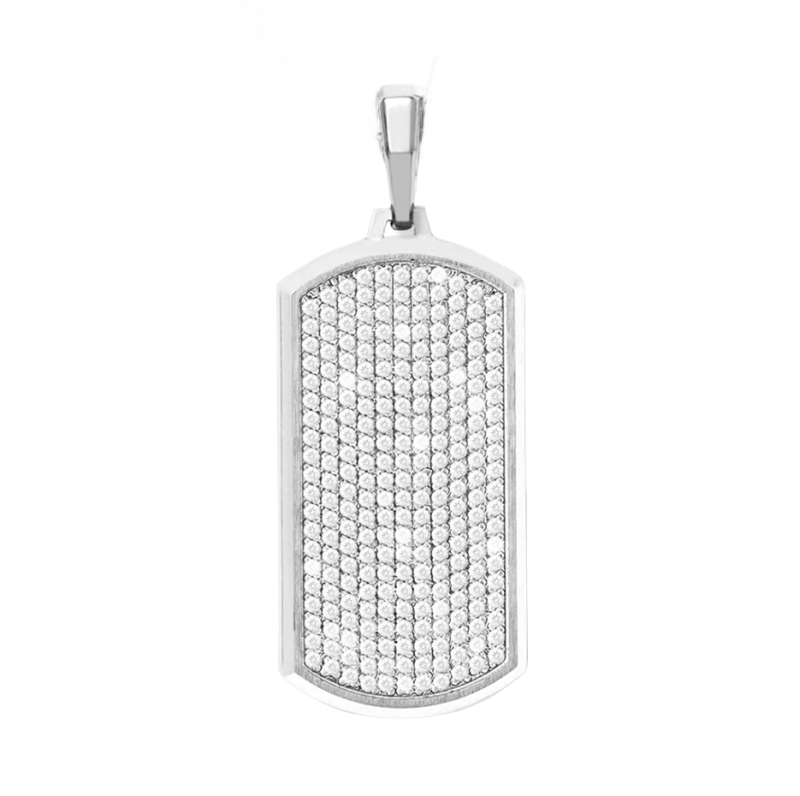 Pendentif barrette en platine plaqué or blanc avec diamants de laboratoire-1