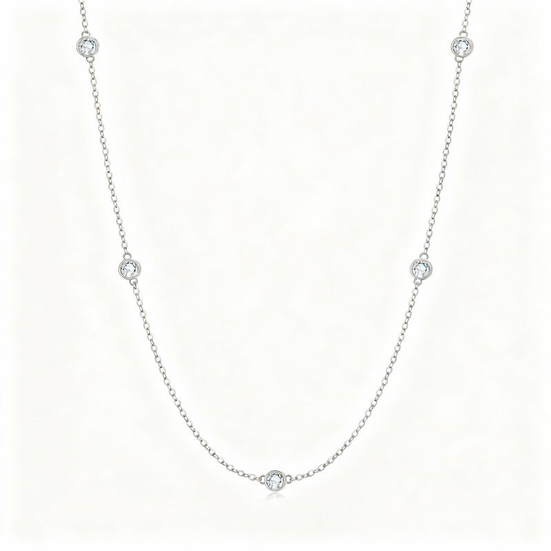 Halskette aus 10-karätigem Weißgold mit im Labor hergestellten Diamanten-18