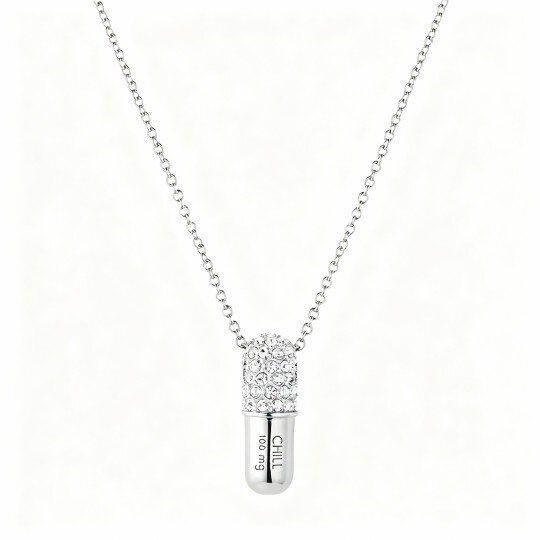 10K White Gold Lab Created Diamond Custom Pendant Necklace