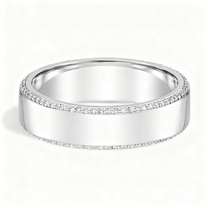 Obrączka ślubna z białego złota 14K z diamentami wykonanymi w laboratorium, kolor D, czystość VVS 3EX-1