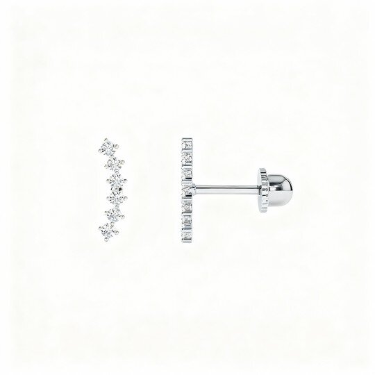 10K White Gold Lab Created Diamond Sisters Stud Earrings