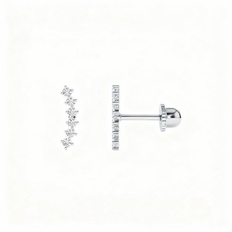 10K White Gold Lab Created Diamond Sisters Stud Earrings-4