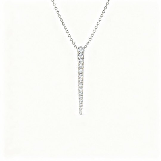 10K White Gold Laboratory Diamonds Bar Necklace