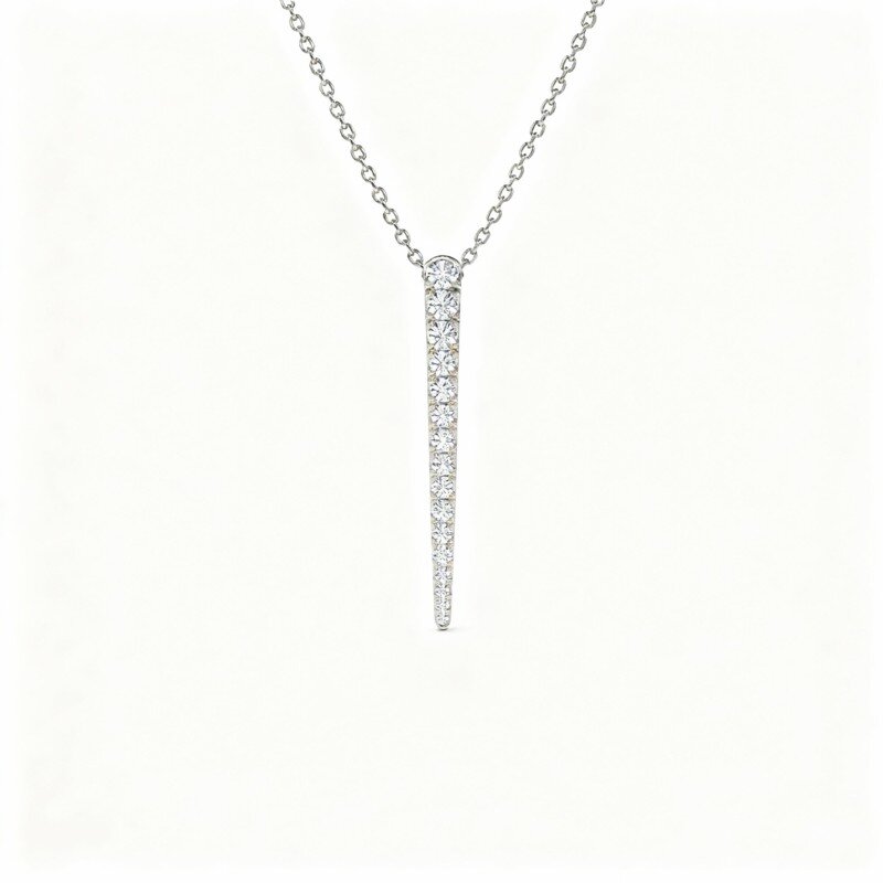 Collar con barra de diamantes de laboratorio en oro blanco de 10 quilates-19