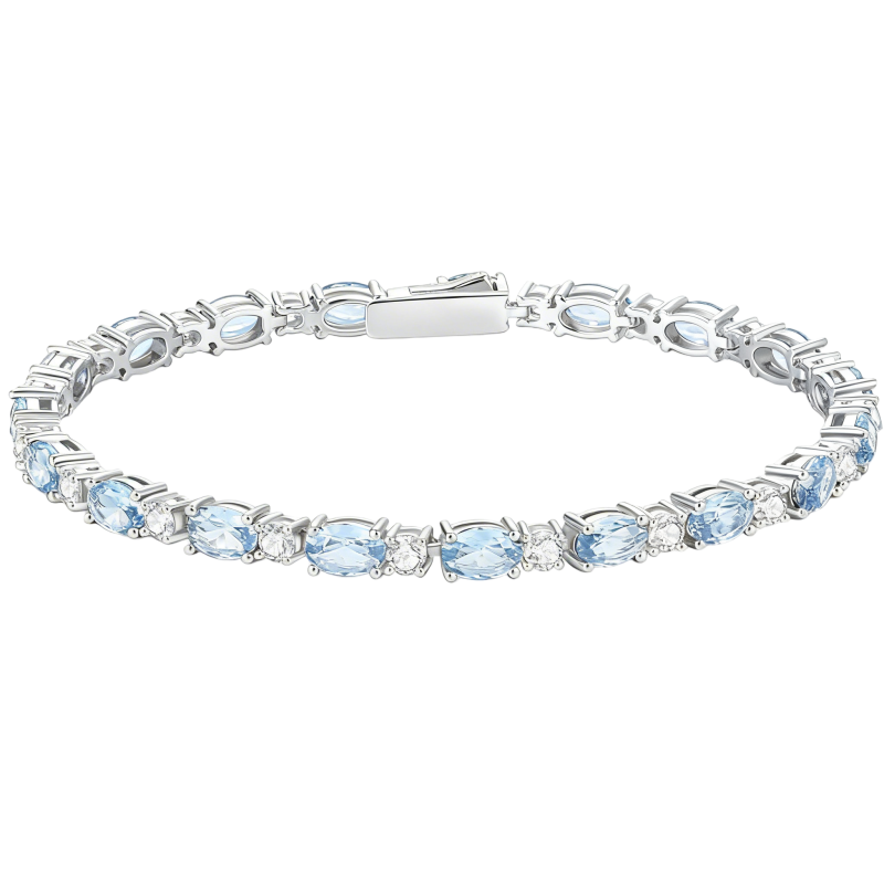 Pulsera de tenis personalizada con diamantes de laboratorio y piedra de nacimiento en oro blanco de 10 quilates.-1