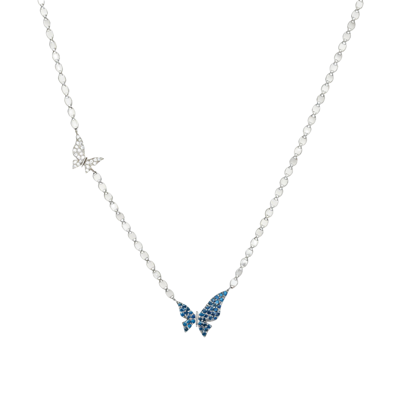 Collar con colgante de mariposa de platino con diamantes de laboratorio chapados en oro blanco-1