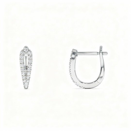 10K White Gold Laboratory Diamonds Circle Hoop Earrings