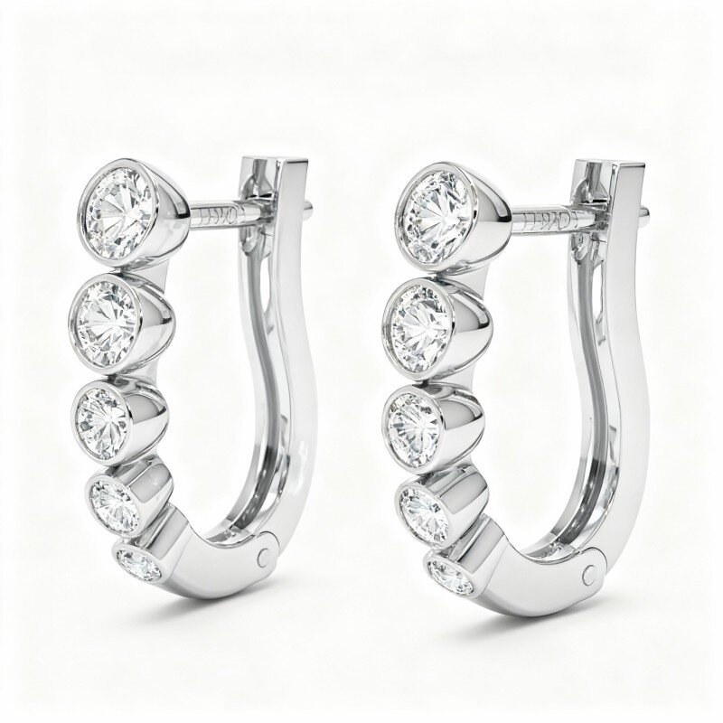 10K witgouden laboratoriumdiamanten cirkelvormige oorringen-3