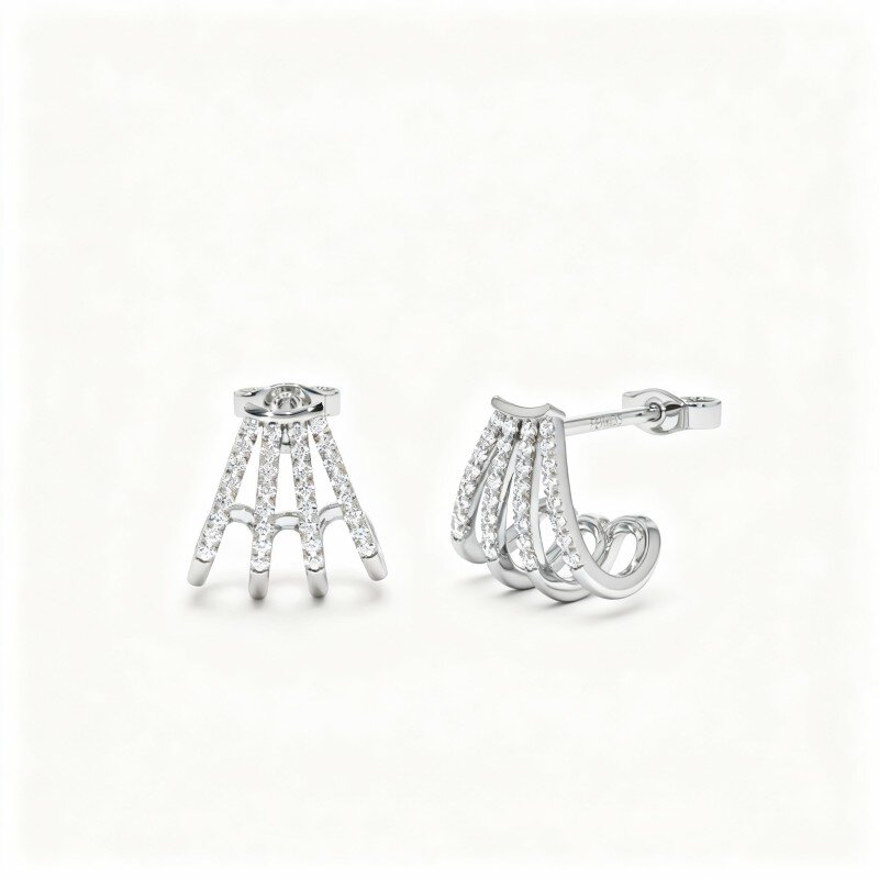 10K White Gold Laboratory Diamonds Circle Stud Earrings-1