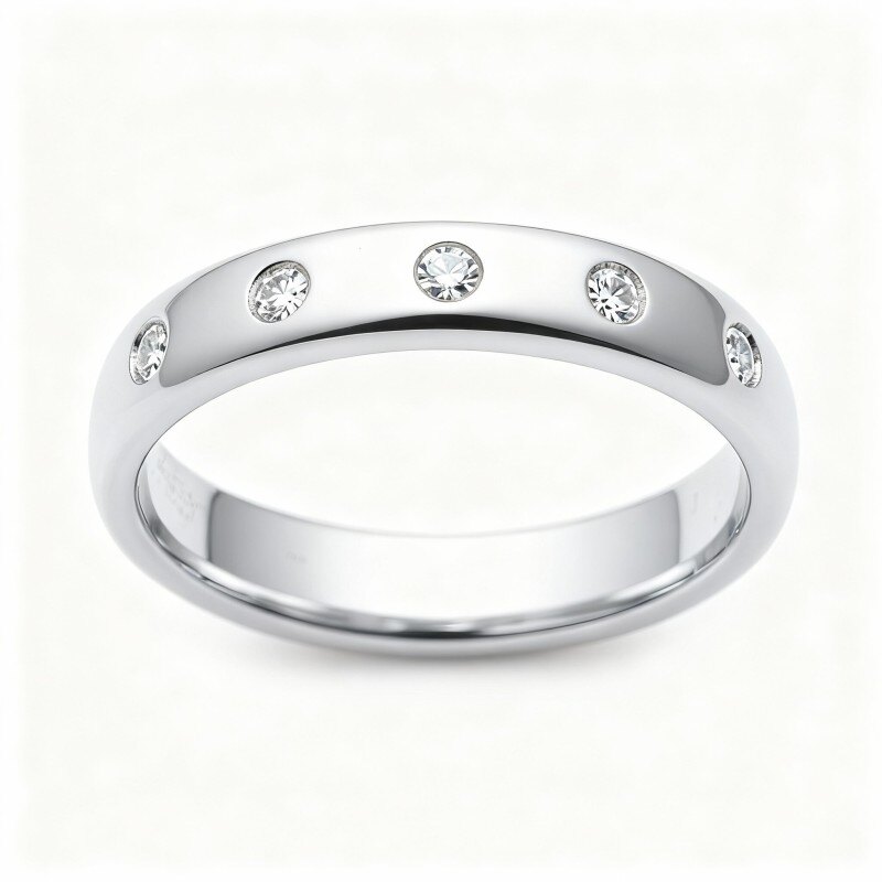 Obrączka ślubna z białego złota próby 10K z diamentami laboratoryjnymi, kolor D, czystość 3EX-17