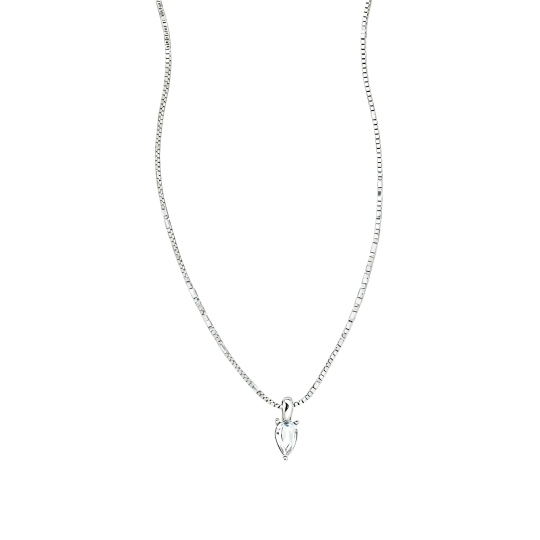 Halskette mit tropfenförmigem Anhänger aus 10-karätigem Weißgold und Labordiamanten
