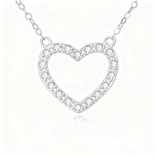 9K White Gold Laboratory Diamonds Heart Pendant Necklace