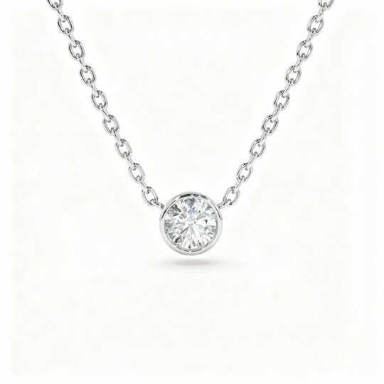 10K White Gold Laboratory Diamonds Pendant Necklace