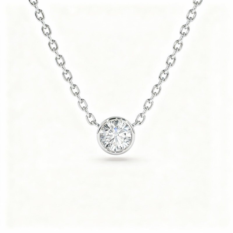 10K White Gold Laboratory Diamonds Pendant Necklace-3