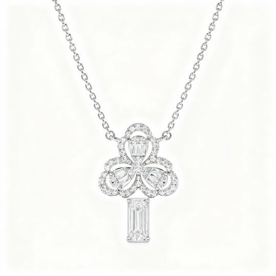 10K White Gold Laboratory Diamonds Pendant Necklace
