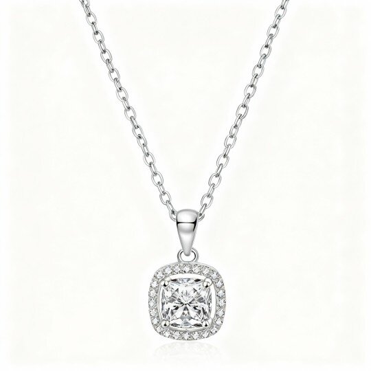 10K White Gold Laboratory Diamonds Pendant Necklace
