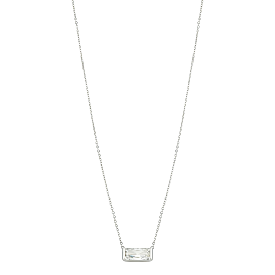 Naszyjnik z 18-karatowego białego złota z kwadratowym łańcuszkiem kablowym i diamentami laboratoryjnymi