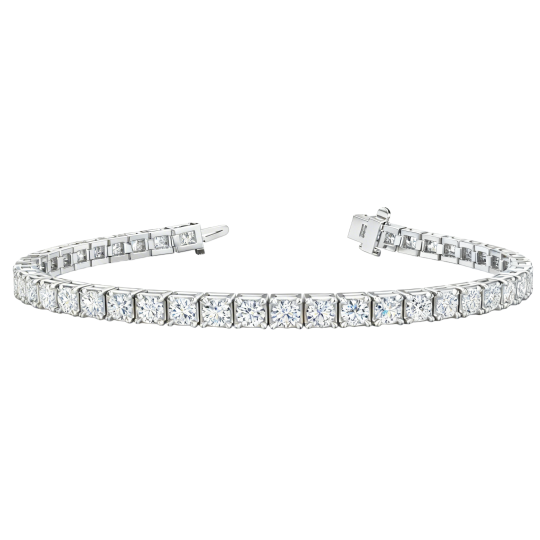 Pulseira de ténis em ouro branco de 10 quilates com diamantes de laboratório