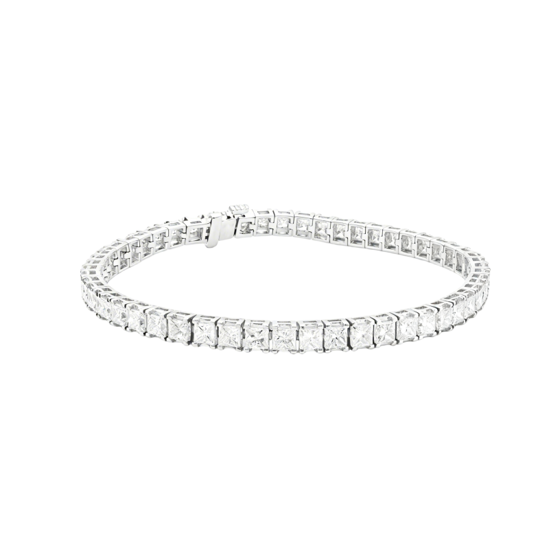 Pulsera de tenis de platino con diamantes de laboratorio chapados en oro blanco-1