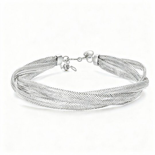 Pulseira em camadas de ouro branco 10K