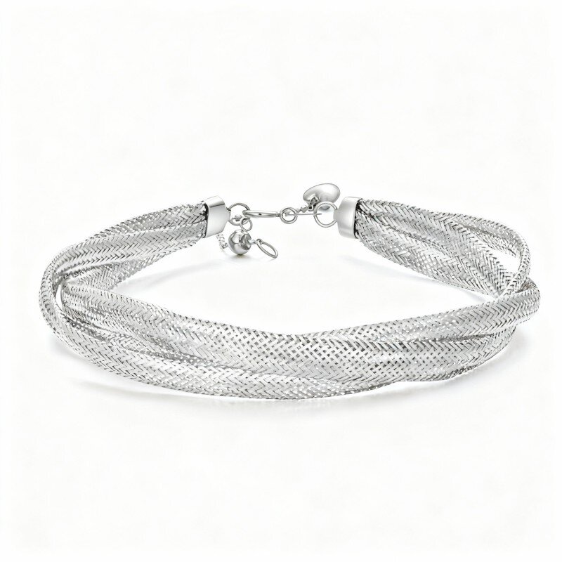 Pulseira em camadas de ouro branco 10K-1