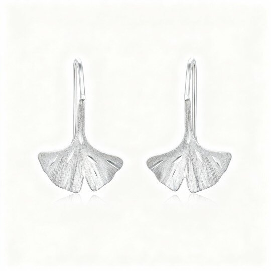 10K White Gold Leaves Drop Earrings