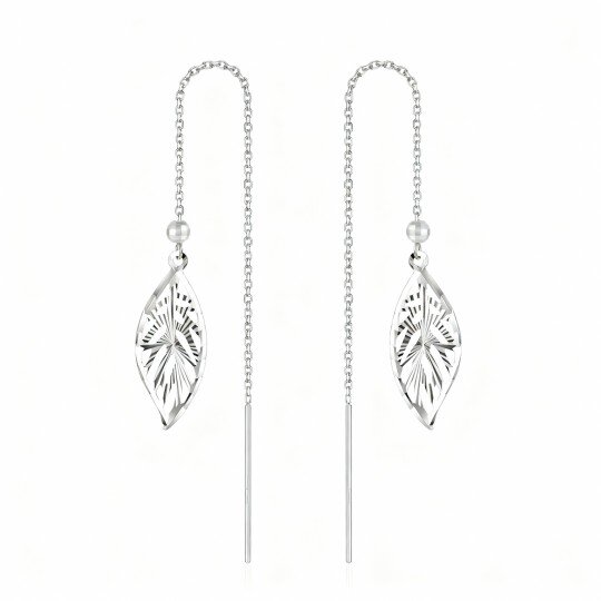 10K White Gold Leaves Drop Earrings
