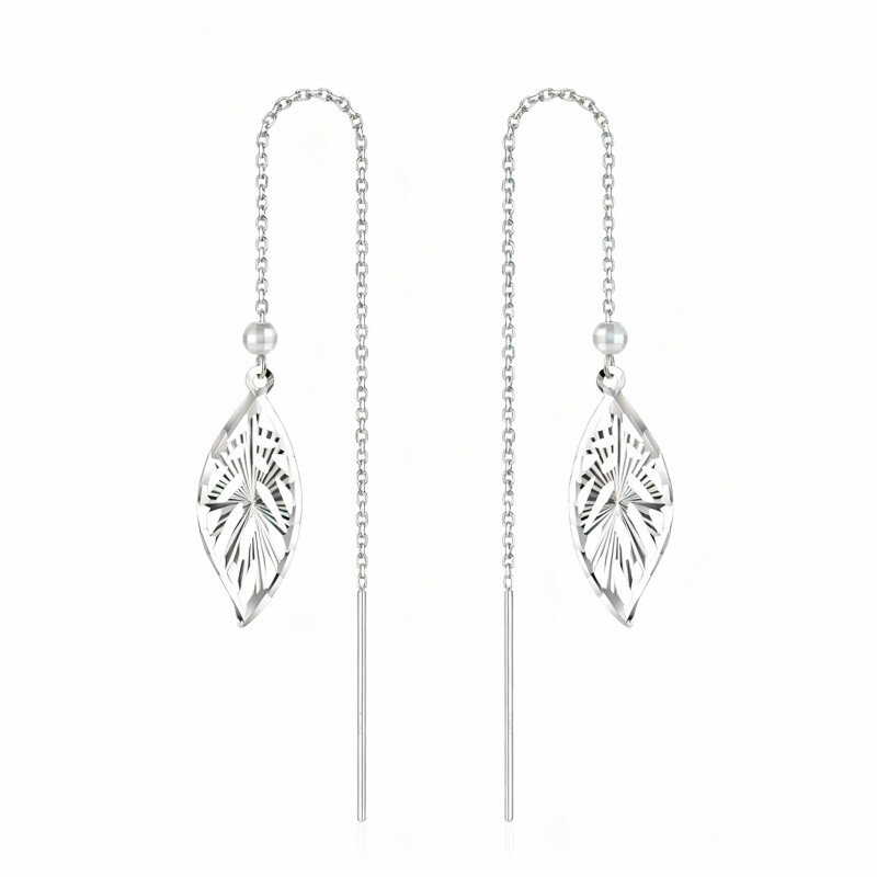 Brincos folha em ouro branco 10K-20