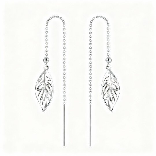 Boucles d'oreilles pendantes en or blanc 10 carats en forme de feuilles