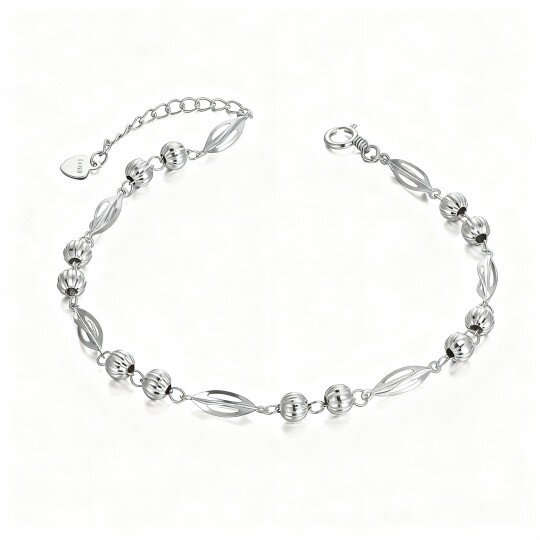 Pulsera de cuentas metálicas con forma de hojas de oro blanco de 10 quilates