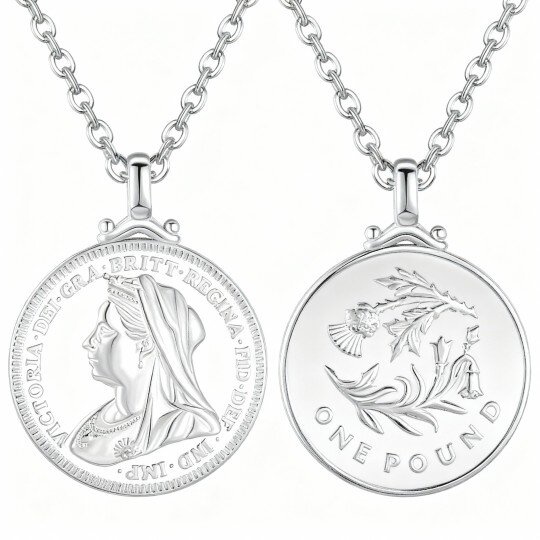 Halskette mit Blätteranhänger aus 10-karätigem Weißgold